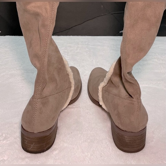 NWOT Charles David Sz7.5 brown/beige pullon over the knee boots by Anthropologie - Picture 8 of 10